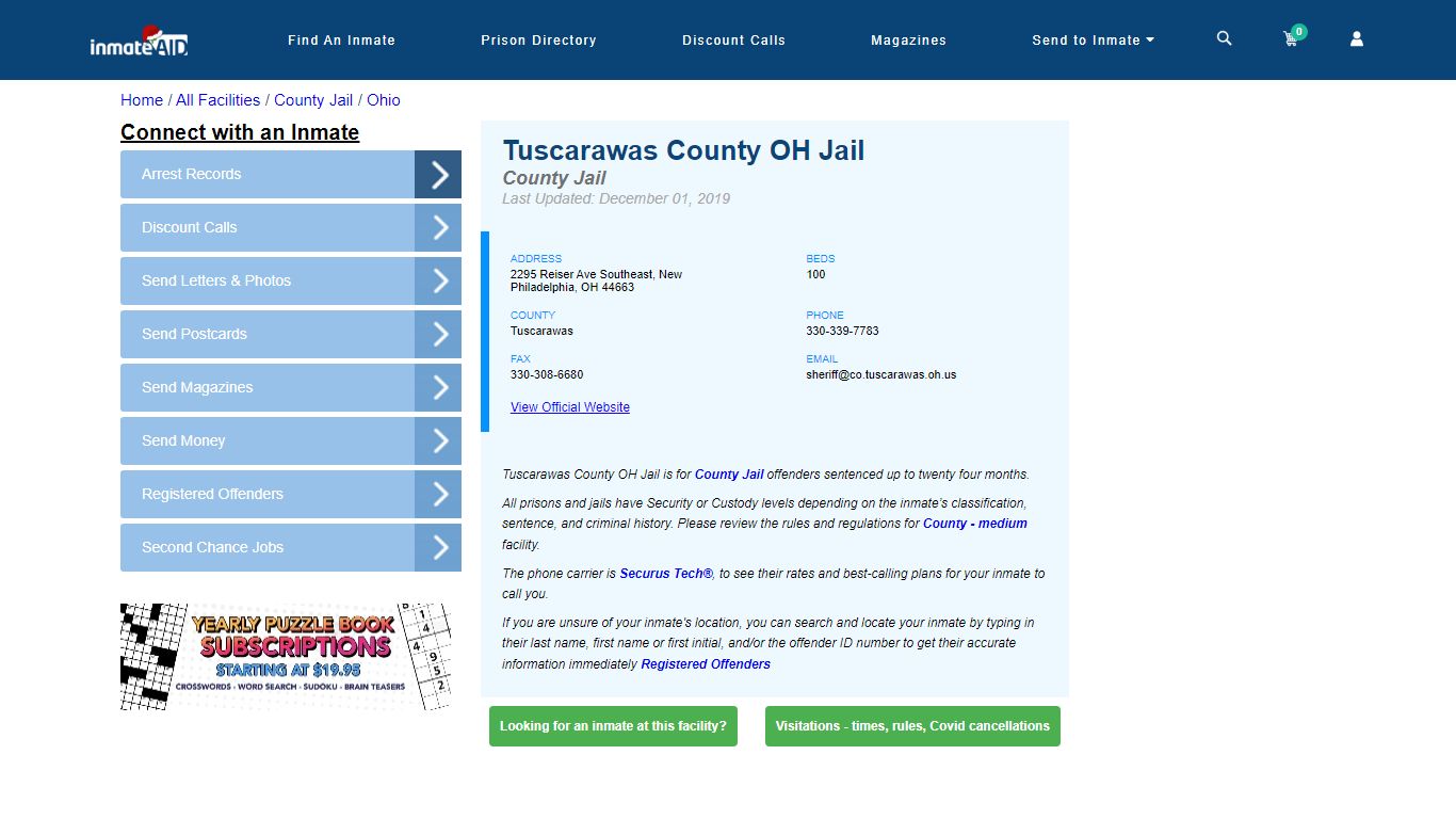 Tuscarawas County OH Jail - Inmate Locator - New Philadelphia, OH